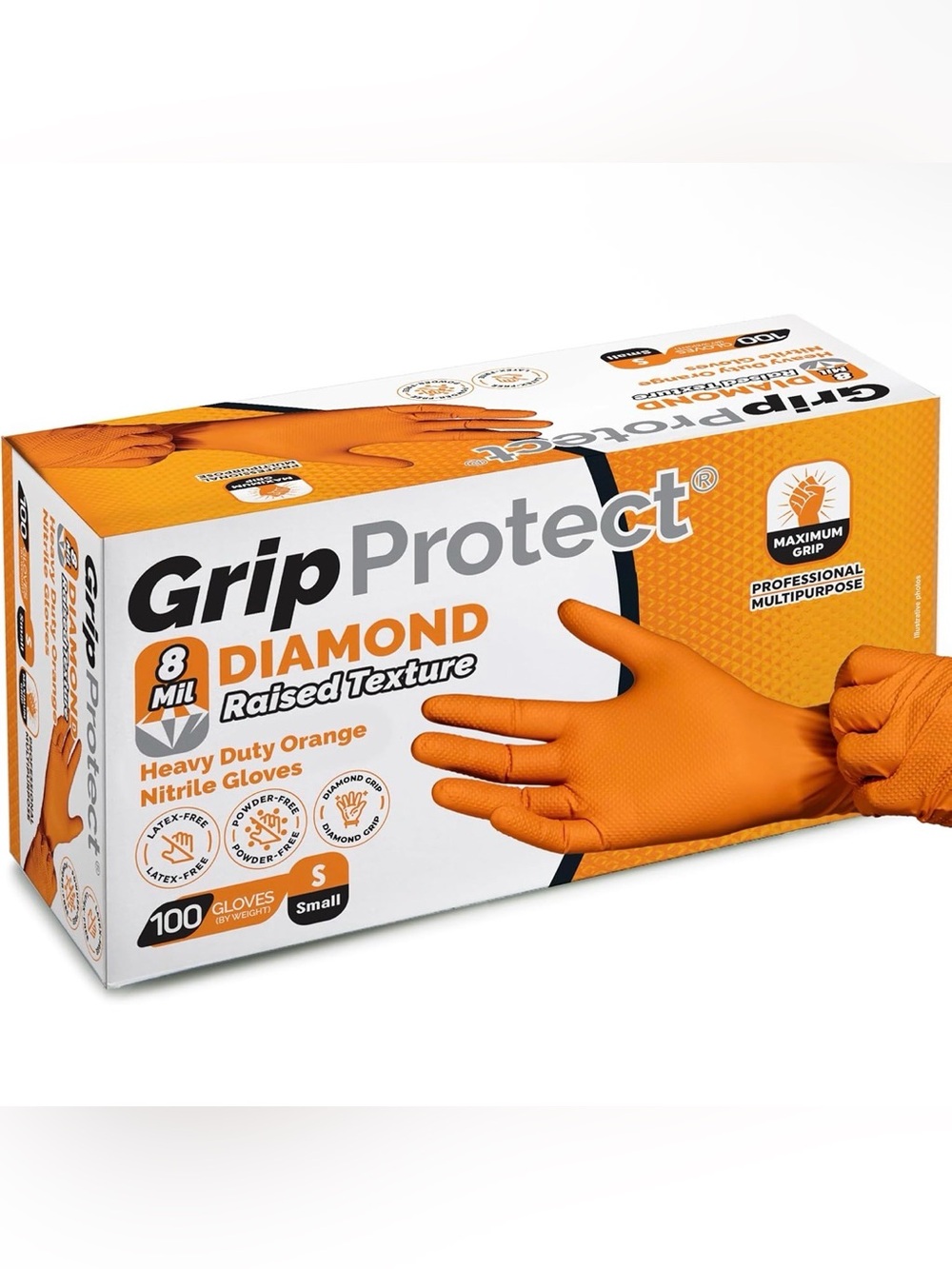 GripProtect 8 Mil Nitrile 100 Gloves – Diamond-Raised Texture Large